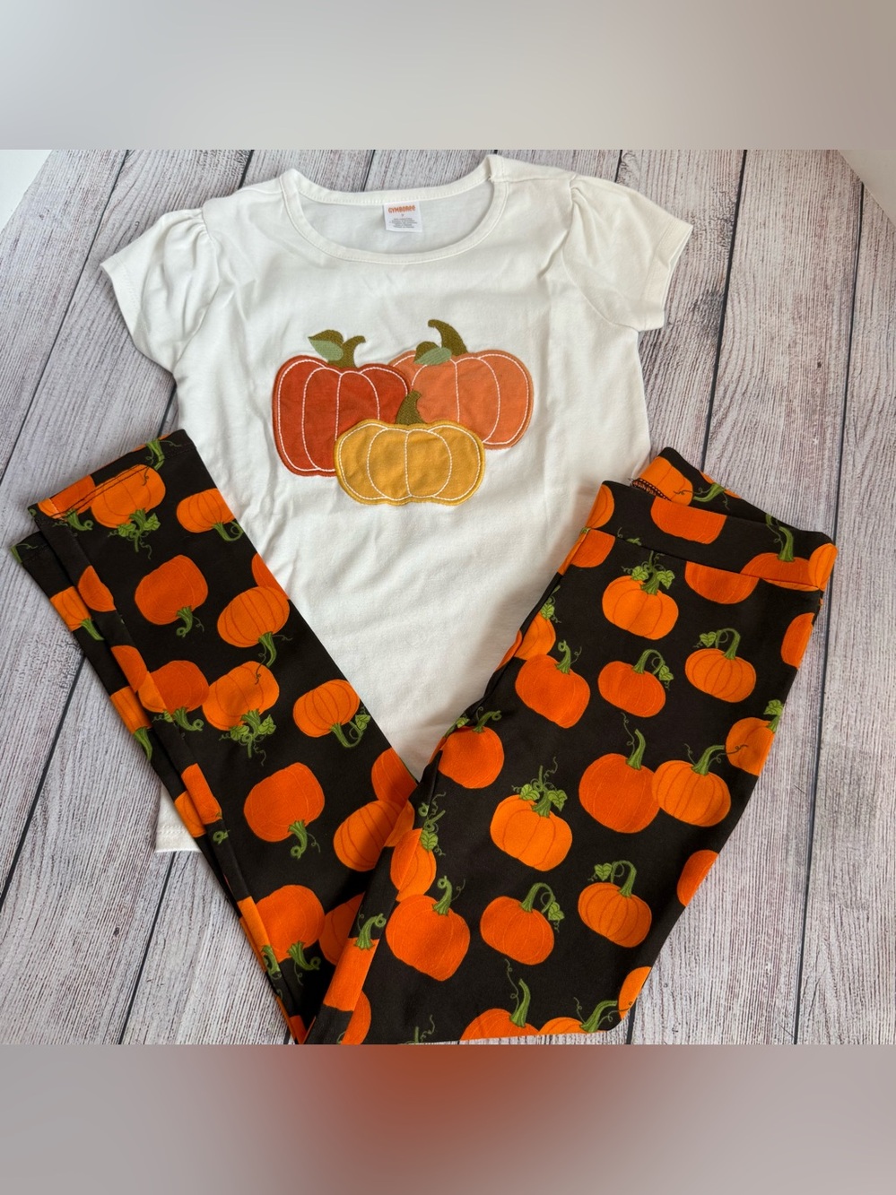 Gymboree Pumpkin Fall Halloween Shirt and Leggings Set 7